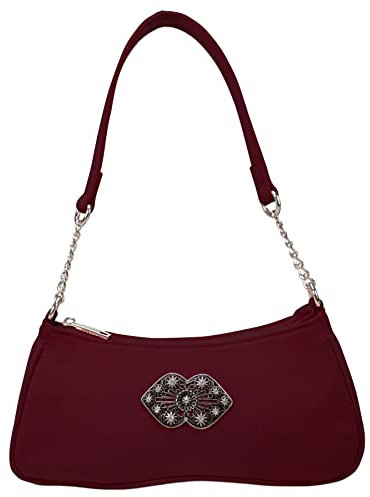 Alpenflüstern Trachtentasche Lissy - Damen Trachten Handtasche, Schultertasche fürs Dirndl, Tasche zur Tracht, Dirndltasche (dunkel-rot) DTA095