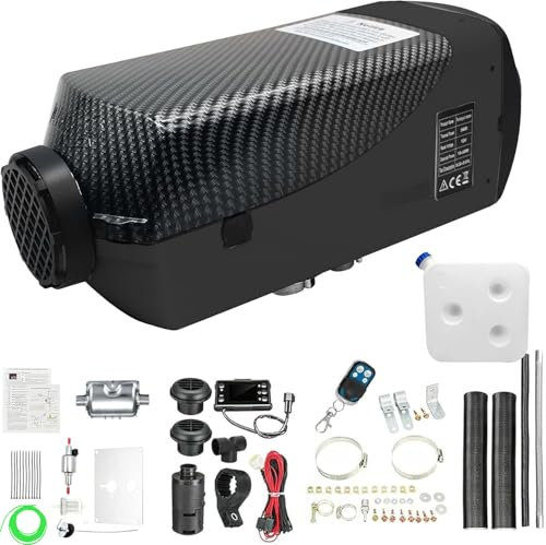 Jacgood 5KW 12V Diesel-Lufterhitzer,LCD Temperaturregler Monitor 10L Schalldämpfer Fernbedienung Diesel Standheizung with leise Raumlufterhitzer-Kit, verwendet für Auto Boote LKW Wohnmobil. (Schwarz)