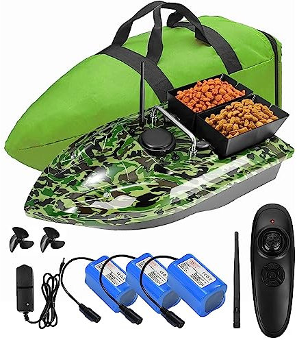 YLLLLY Futterboot, 12000mAh Batterien, 500m Fernbedienung, 1,5kg Ladetrichter, Wind- und wellenfest, mit Handtasche, Nachtangeln 888