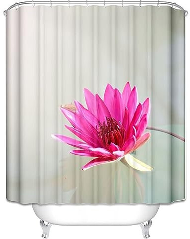 Homxi Rideau Douche Oeillets,180 W x 200 H CM,Rideaux de Douche Rose Rouge Fleur Rose Rouge Rideaux Douche Polyester Anneaux de Rideaux de Douche
