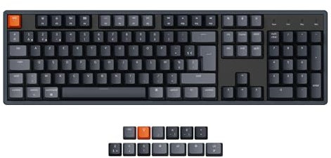 Keychron K10 Clavier de Jeu mécanique sans Fil, échange de Chaleur Pleine Taille sans Fil Bluetooth/Filaire RGB rétroéclairage, avec Cadre en Aluminium Gateron G Pro Switch Marron pour Mac/Windows