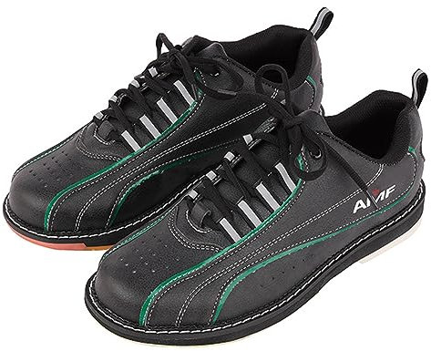NGARY Men's Bowling Shoes Lawn Bowls Trainers Non-Slip Lightweight Breathable Indoor Bowling Trainer for Beginners,Black,8 UK