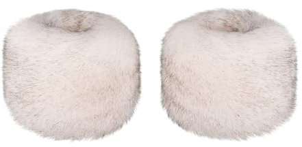 Futrzane Siberian Manschetten - Pulswärmer Damen Fell - Pelz Stulpen Armstulpen (Weiß mit Schwarz Siberian)