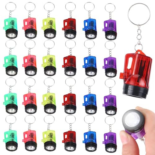JSMTKJ 24 pcs Mini Lampe de Poche Porte-clés en Forme de Lampe de Poche Mini Lampe Jouet Pratique LED Porte-Clés Torche pour Enfants Mini LED Lampe de Poche