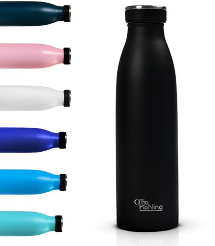 Gourde isotherme 500 ml - Otto Koning - Bouteille d'eau Isotherme conserve les boissons froides pendant 24 heures et les boissons chaudes pendant 12 heures. Gourde isotherme étanche sans BPA.