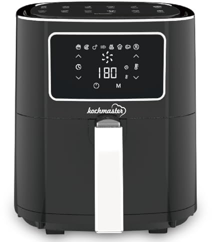 Kochmaster FrymaxX AirFryer XXL Heißluftfritteuse 5,5 L Digitales Touchscreen (Silver), Turbo Blaze
