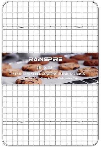 Rainspire Cooling Rack Stainless Steel, Heavy Duty Cooling Racks for Cooking and Baking, Oven Safe Wire Rack for Cooking, Baking Rack for Oven Cooking Fits Jelly Roll Pan, 10 x 15, 1-Pack