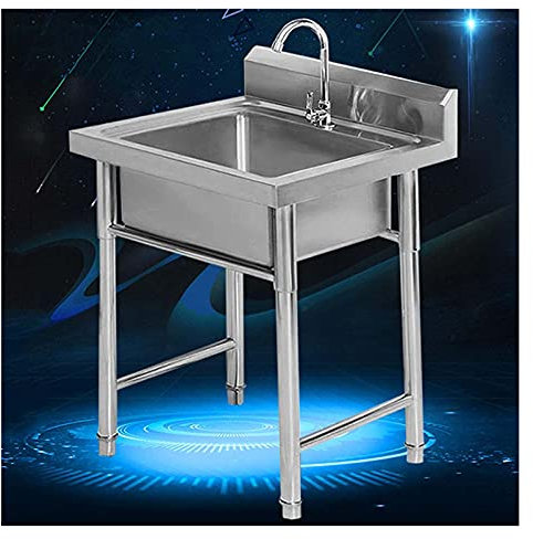 Fregadero De Cocina Utilitario, Fregadero Comercial De Acero Inoxidable Con Grifo, Fregadero Individual Para Interior Y Exterior, 23,6''X23,6''X31,5