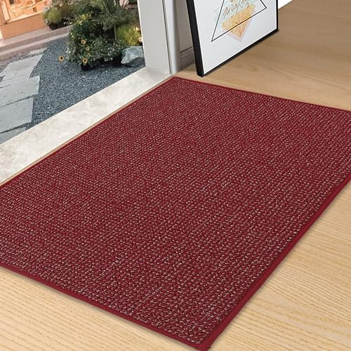 BEQHAUSE Schmutzfang-Fußmatte, 81,3 x 121,9 cm, rutschfest, waschbar, Rot