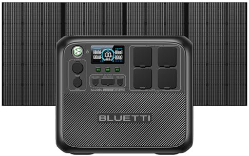 BLUETTI AC200L Générateur Électrique Portable avec 350W Panneau Solaire(Livré Séparément), 2048Wh Batterie LiFePO4 avec 4 Prises CA de 2400W (3600W Power Lifting) pour Camping, Maison, Les Urgences