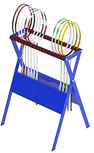 Home Garage Store Tennisschläger-Aufbewahrungsregal, Organizer für Jugend- und Kinderschlägerausrüstung, bodenstehender Sport-Tennisball-Trainingshalter (Farbe: Blau)