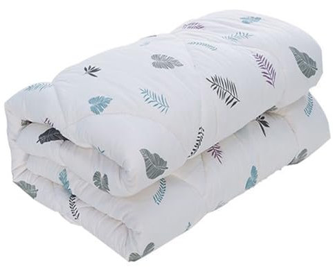 weiches Unterbett aus 100% Baumwolle,Anpassbare Dicke und Größe atmungsaktiver Matratzen-Schoner,Matratzentopper,für Tatami Wohnmobile (1,5 kg Baumwollmatratze in Sondergröße,abgefallene Blätter)