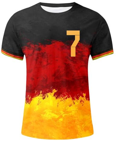 Herren T-Shirt 2024 Fußball Trikot mit Nummer Tshirt Fanartikel T-Shirts für Herren Kurzarm Rundhals Sommer