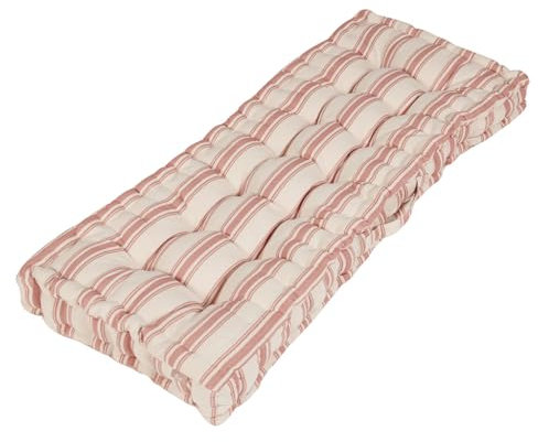 Dibor Garden Bench Cushion Pink Striped Print 100% Cotton 2 Seater Seat Pad Patio Furniture Mattress Cushion