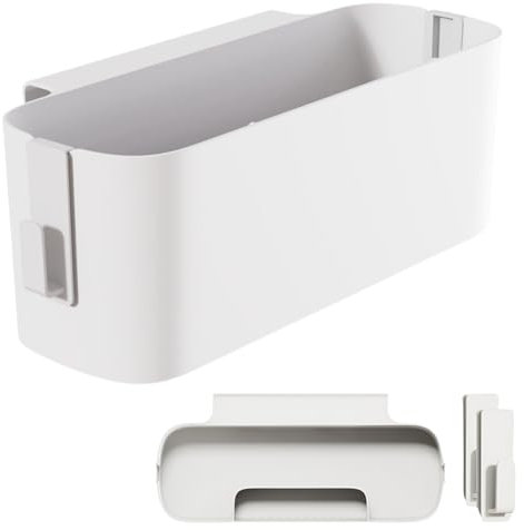 MEVOPHEE Bedside Organzier Caddy Hanging, Plastic Bunk Bed Shelf with Hooks, Large Storage Holder for Dorm Room Bed, Hospital Bed, Baby Bed Rails, 11 Lbs / 5 Kg Capacity (White)