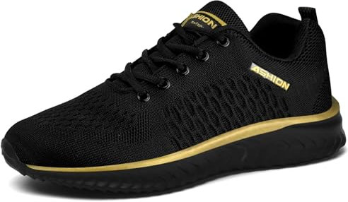 Littleplum Sneaker Laufschuhe Herren Damen Sportschuhe Straßenlaufschuhe Atmungsaktiv Leichte Joggingschuhe Fitness Turnschuhe,B Gold,43 EU