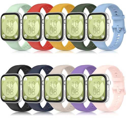 ENCorrea 10pcs Silicona Correas Compatible con Huawei Watch Fit 3/Fit 4, Impermeable Pulsera de Silicona Suaves de Repuesto para Huawei Watch Fit 3/4.(No host)