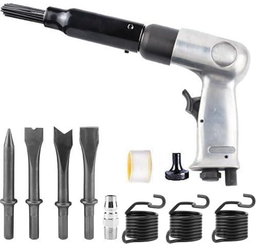Herramienta Para Eliminar Oxido,Escalador de Agujas,Kit de Cincel Neumático,11pcs Martillo cincelador Neumático 4500U/min con cinceles de 4 Piezas con cincel neumático para Cortar,desincrustar