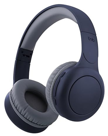 T'nB - Cuffie On-Ear Bluetooth Senza Fili, Confortevole On-ear, Cuscinetti in Schiuma, Microfono Incorporato, Archetto Regolabile, Durata della Batteria di 24 Ore, Leggero e Pieghevole - Blu