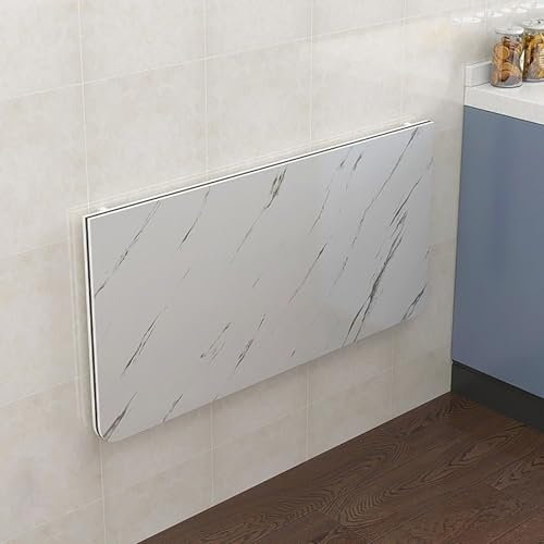 Wandmontierter Klapptisch, Wandtisch klappbar,Wandklapptisch,mit weißem Marmor-Muster, Wäscheklapptisch, Computertisch, Platzsparender Schwimmender Schreibtisch,Der Klapptisch(70x40cm/27.56x15.75in)