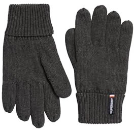 Superdry Herren Essential Strickhandschuhe mit Logo Eisengrau Meliert 1SIZE