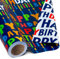 Wikadlik Wendbares Geburtstags-Geschenkpapier-Rolle, 43 cm x 10 m, bunt, Happy Birthday-Schriftzug, marineblau, Geschenkpapier für Party, Babyparty, Urlaub