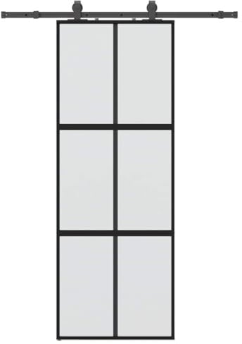 vidaXL Porta Scorrevole Set Ferramenta Nera 76x205 cm Vetro Temperato