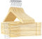 8er Set Kleiderbügel aus Holz,Premium bügel aus Massivholz–Mit Rutschfester Hosensteg,360°Drehhaken & Schulterkerben–Ideal für Anzüge, Hemden & Blazer，44,5 x 23 cm，Das Holzfarbe Hangers