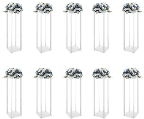 DSYOGX - 10 Stück Hochzeitsblumenständer Set, 20x20x60cm Klar Blumenständer aus Acryl, Blumenständer-Set Acrylständer für Hochzeiten, Geburtstagsfeiern, Weihnachtsfeiern, Dekorationen