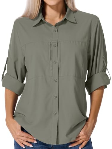 Asfixiado Damen Safari Kleidung UPF50+ UV Schutz Langarm Bluse