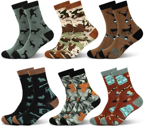 Geyoga 6 Paar Jäger Geschenke Herren Damen Jagdsocken Unisex Baumwolle | Weihnachten Geburtstag Adventskalender Neujahr Winter Geschenk für Ehemann Väter Großvater Jagdbekleidung Männer Frauen