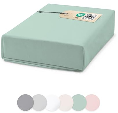Ehrenkind® Spannbettlaken für Babybett Kinderbett | 100% Bio-Baumwolle Spannbettlaken 200x270 | Atmungsaktives Spannbetttuch (160 g/m²) | Oeko-TEX 100 Zertifiziert, 270x200cm Jade