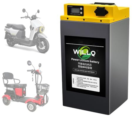 WILLQ Batterie Moto 60 Volts 60V 40Ah 50Ah 60Ah 80Ah Batterie Lithium-ION de Remplacement pour Moteur de Tricycle, Scooter, cyclomoteur, voiturette de Golf, Kart 500-5000W,60v40ah
