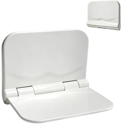 Duschsitz Klappbar Wandmontage, Klappbarer Duschstuhl bis 150 kg, Erweiterung Verdickter Duschsitz für Senioren,Behinderte, Rutschfester Duschhocker für Badezimmern, Krankenhäusern, 38x29.5 cm