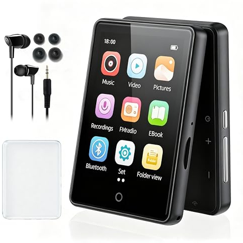 32GB MP3 Player mit Bluetooth 5.3, tragbarer MP3-Player mit Lautsprecher | für Kinder HiFi-Klangqualität, 2,8-Zoll-Touchscreen, UKW-Radio, Diktiergerät, unterstützt TF-Karten bis zu 128 GB(Schwarz)