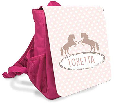 Kinderrucksack für Mädchen mit Namen u. Pferden