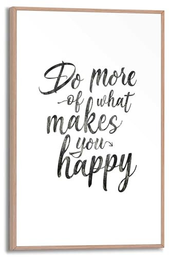 REINDERS Gerahmtes Bild, Do more of what makes you happy, Küche, Poster, Wanddeko, Room Decor, MDF, Schwarz-Weiß, 30x20cm
