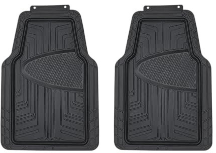 Amazon Basics Lot de 2 tapis de sol en caoutchouc pour voitures, SUV et camionnettes Toutes saisons Noir