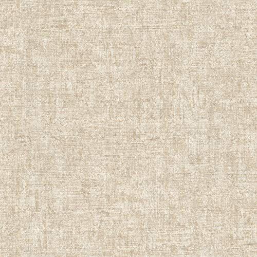 Leinen Tapete Naturfarben | Uni Vliestapete in Textiloptik beige ideal für Schlafzimmer und Wohnzimmer | Einfarbige Wandtapete mit Vinyl in Leinenoptik