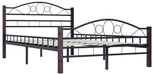 Tidyard Metallbettrahmen Schlafzimmerbett Polsterbett Bett Bettrahmen Mit Lattenrost,Doppelbett Gästebett Balkenbett Bettgestell 120x200/160x200 cm,Metallrahmen & Sperrholzlatten