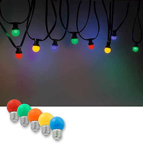 Illu-/Partylichterkette 10m | Außenlichterkette, 10 x bunte LED Lampe - SOMMERDEAL