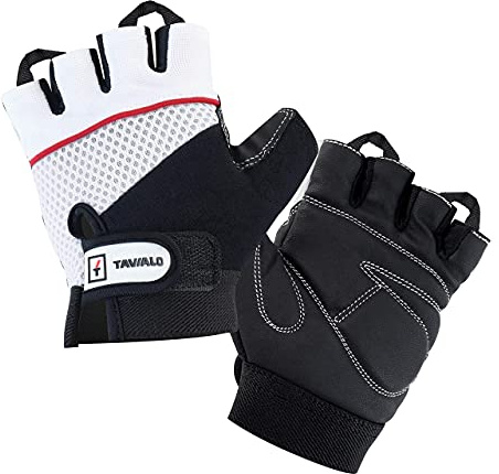 TAVIALO Fitnesshandschuhe, Trainingshandschuhe für Damen, Größen S (13-16 cm) und M (16-19 cm), unterschiedliche Farben, doppelt verstärkte Handinnenfläche m. Leder, ideal für Kraftsport und Fitness