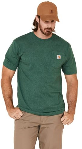 Carhartt Men's Relaxed Fit Heavyweight Short Sleeve K87 Pocket T-Shirt Work Tees, North Woods Heather, 4XL