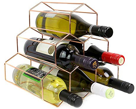 MYAOU Roségold Weinregal | 6 Flasche freistehendes Weinregal | Hexagon Modernes Design | Weinregal Getränkeschrank | Küchenschrank Lagerung Organizer
