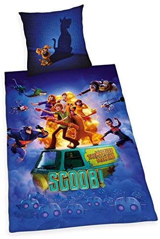 Herding Scooby Doo Bettwäsche-Set, Wendemotiv, Kopfkissenbezug 70 x 90 cm, Bettbezug 140 x 200 cm, Mit leichtläufigem Reißverschluss, Baumwolle/Renforcé