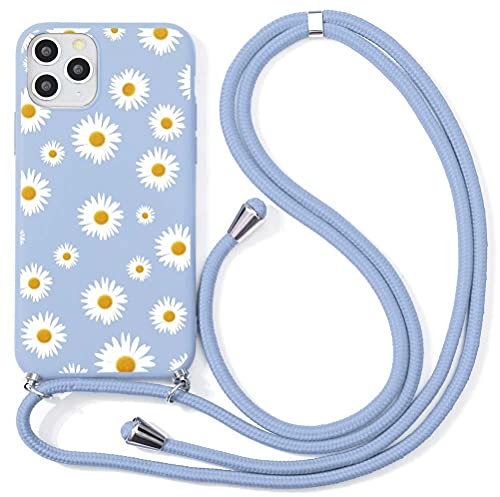ZhuoFan Funda con Cuerda para Huawei P20 Lite Carcasa Púrpura Silicona Dibujos Case con Correa Colgante Ajustable Collar Correa de Cuello Cadena Cordón para Huawei P20 Lite Cuerda 5,84 - Flor 3