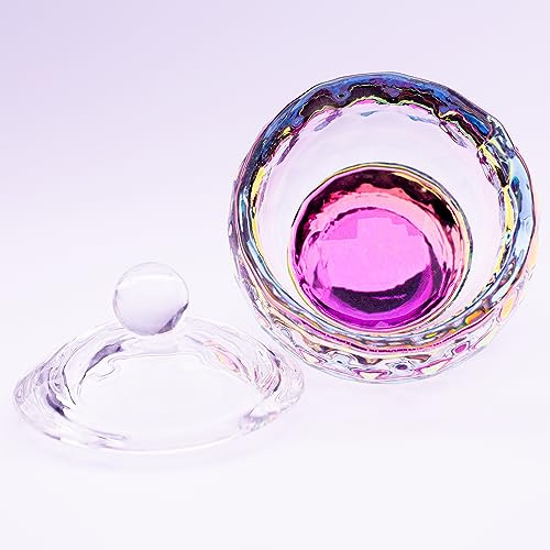 JND Bol professionnel en acrylique liquide monomère avec couvercle en verre pour nail art (bol paon)