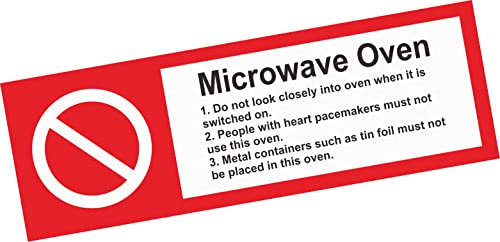 Sticker - Warning - 5X Hygiene Catering Microwave Oven Safety Sign - Self Adhesive Sticker 5,9x1,96 in - Vinyl - for Your Safety - Company - School - Kindergarten - Office - Factory