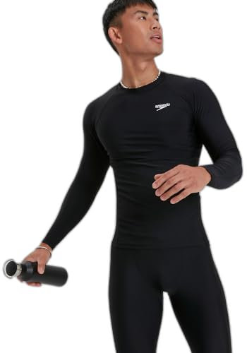 SPEEDO Herren Langärmeliges Rash-Top Neopren-Shirt, Schwarz/Weiß, XL