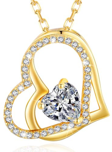 MISUMOR Halskette Damen Silber 925 Gold Herz Kette Schmuck Damen Geschenke für Frauen, Freundin, Mama, Frau Geburtstag Weihnachten Valentinstag Muttertag Jahrestag, Hochzeitstag